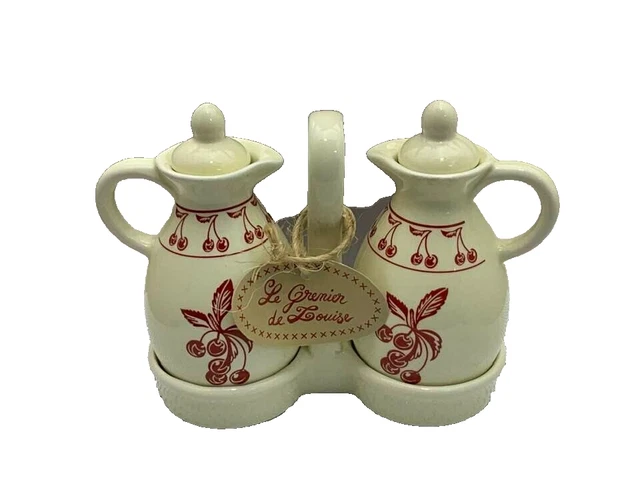 Service à épices Le Grenier De Louise – Décor Cerise – Céramique Beige