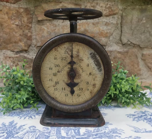 Old Pelouze Family Scale 24 Pound Chicago Pat.1899 Black Metal Scale Antique