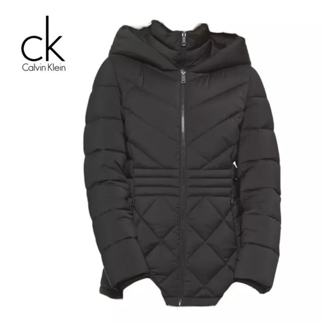 CALVIN KLEIN Women`s Puffer Jacket Size L Black ** Free Delivery **