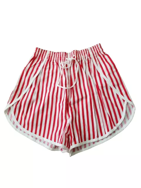 VTG 80S C'EST Joli Red White Stripe Shorts Sz L Elastic High Waist ...
