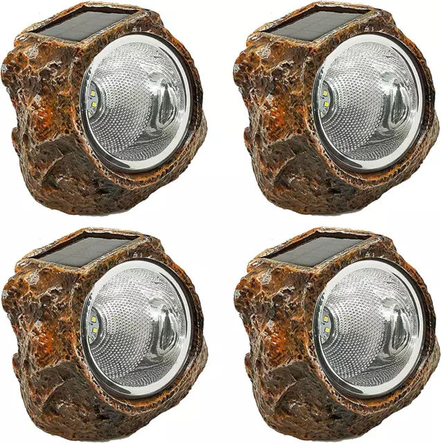 Solar Stone Lights, 4 Pack Landscape Rock Light Solar Powered, Waterproof Garden