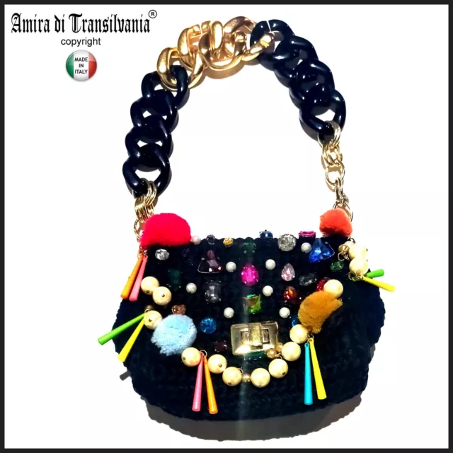 borsa gioiello da donna pochette piccola MINI elegante catena pendenti strass