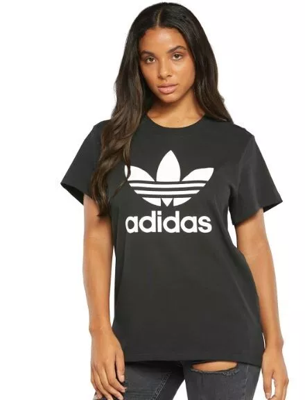 Adidas Originals Women's Adicolour Classics Trefoil T-Shirt Black M UK 12-14
