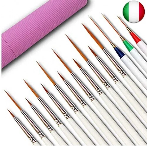 15 Pezzi Set di Pennelli Pittura per Dipingere Dettagli Fini Pennello per