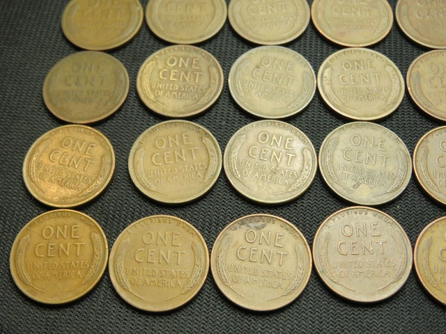 1909-1938 S  Lincoln Wheat Cent Penny roll lot 50 different coins old US Copper 12