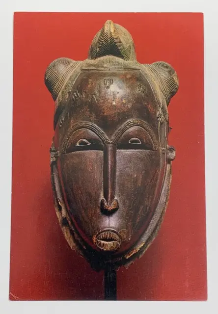 African Ceremonial Mask Baule Ivory Coast Art Postcard Portrait Mask Goli Kpan