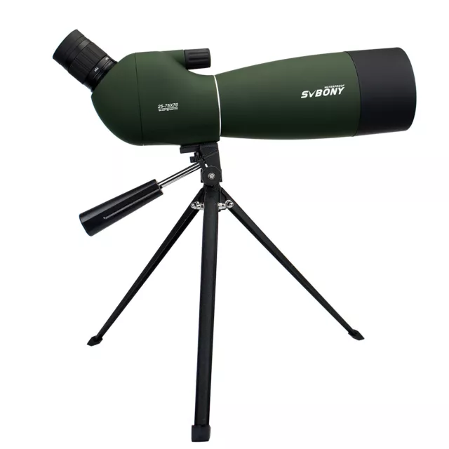 SVBONY SV28 Spotting Scope 25-75x70mm Angled Zoom Waterproof+Small Tripod Travel