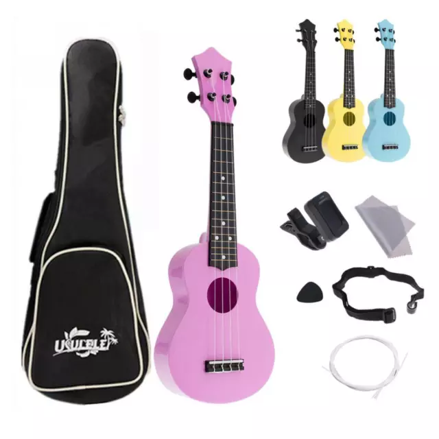 4 Strings 21 Inch Soprano Ukulele Bag Tunner Full Kit Kid Acoustic Hawaii Guitar