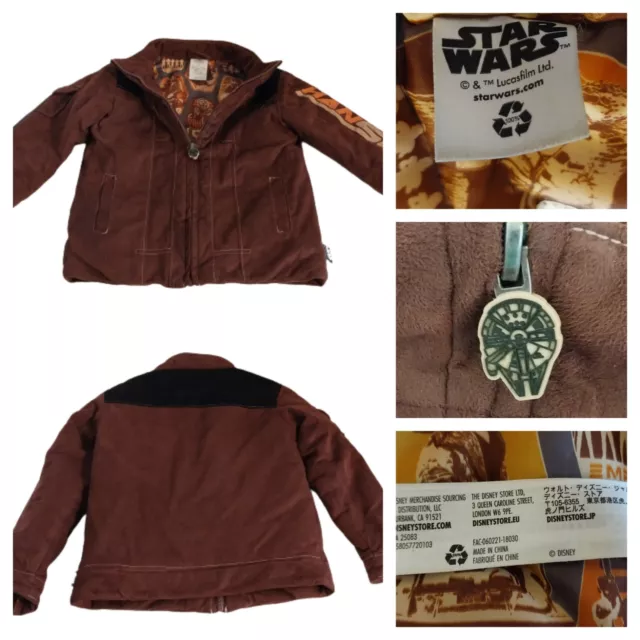 Disney Star Wars Faux Suede Jacket Han Solo Sz 5/6 Kidcore Travel Holiday Winter
