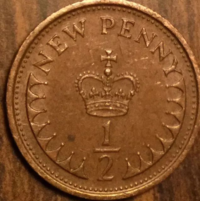 1973 Uk Gb Great Britain New 1/2 Penny Coin
