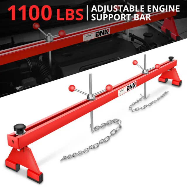 Red 1100 Lbs Steel Engine Support Bar Transmission+Dual Hook for Car SUV Pickup