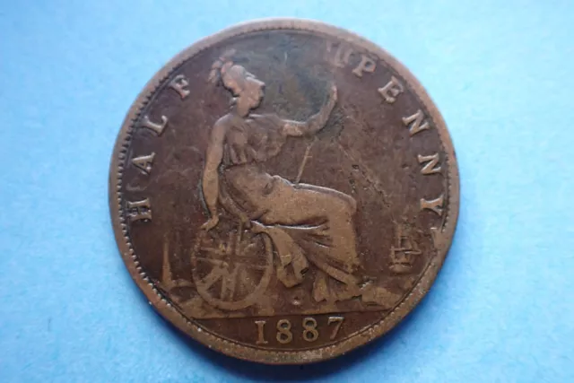 1887 Half Penny, Victoria, low grade, as shown.