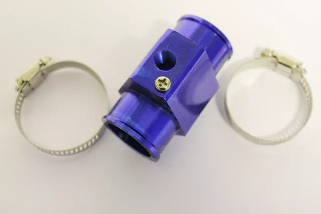 34mm Blue Water Temp Pipe Hose Adaptor Radiator Gauge Sensor Connector Joiner