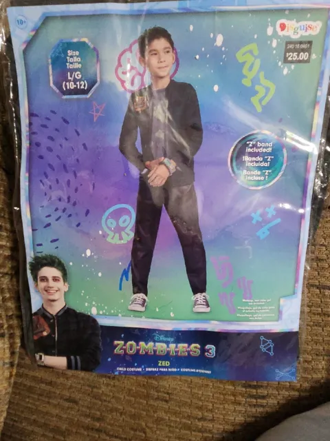 DISNEY ZED ZOMBIES 3 Kids Disguise Halloween Costume Large 10/12 ...