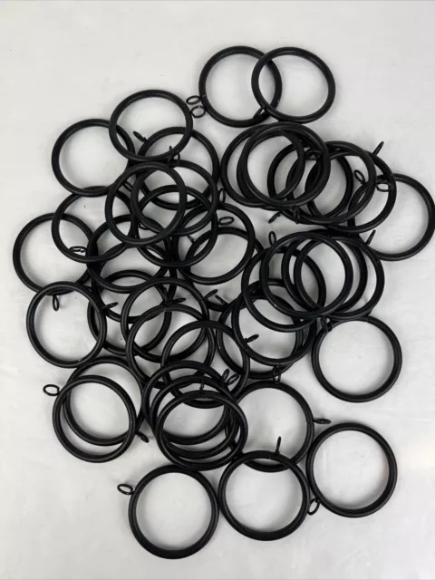 Vintage Metal Curtain Rod Rings (42) Fits 1.5” Rod Black