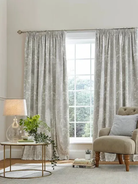 Laura Ashley Josette DOVEGREY Blackout Lined PENCILPLT Curtains W168  DroP 137CM