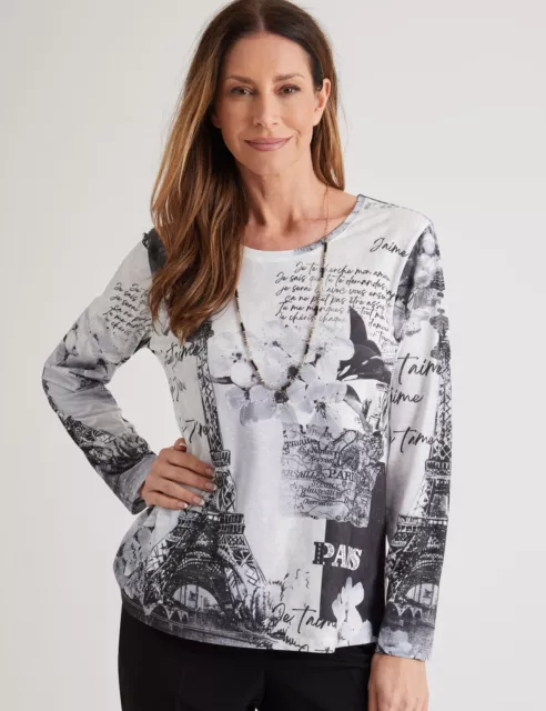 Womens Tops -  Long Sleeve Sublimation Printed Top - MILLERS