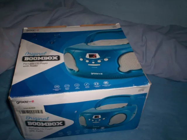 Groov-E Original Boombox Portable Cd Player With Radio Gvps733 Blue