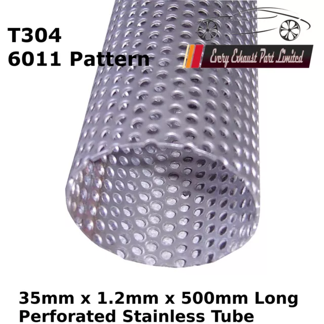 35mm x 500mm (20") T304 Stainless Perforated Tube Pipe Exhaust Repair 0.5M