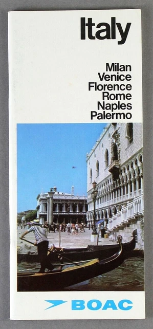 Boac Italy Vintage Airline Sales Brochure 1967 B.o.a.c.
