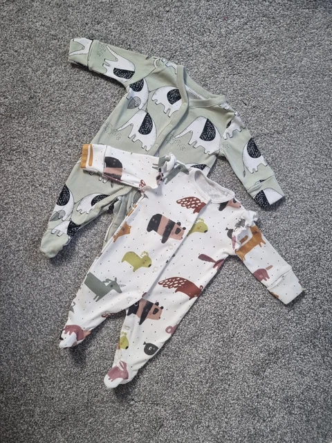 Baby girls next babygrow bundle newborn 1 month elephants frills sleepsuit q