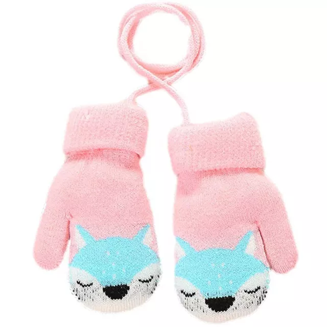 Toddler Baby Boys Girls Winter Knitted Gloves Cartoon Thickened Warm Gloves 3