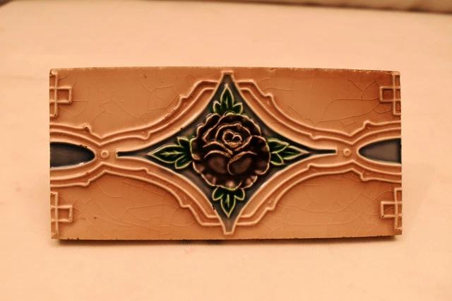 Antique Japan Tile Majolica Art Nouveau Floral Border Tile Design Architecture"7