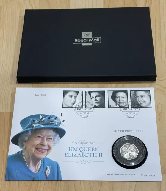 In Memoriam Her Majesty Queen Elizabeth 50pence 50p Silver Proof Coin Cover LOW#