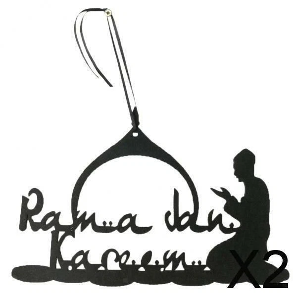 2X Musulm Eid Mubarak Decorazioni Per La Casa Mezza Figura Tonda Ornamento Da
