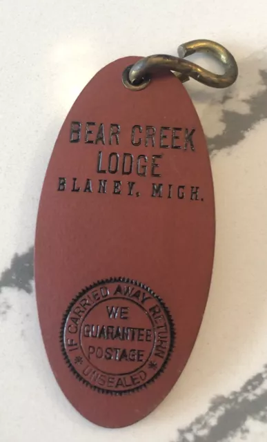 Vintage Hotel Motel Room Fob Bear Creek Lodge Blaney MI