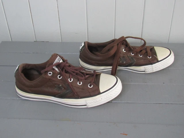 Converse basse cuir marron shop