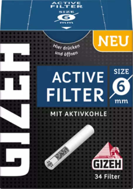 Gizeh ACTIV Filter Slim 1x34er ø6mm 27mm lang Aktivkohle Filter