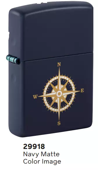 🔥Zippo 🔥- Compass Design - Navy Matte-  29918- Bnib