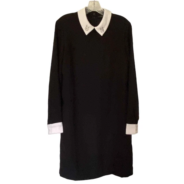 VICTORIA BECKHAM TARGET Size M Black Dress Bunny Peter Pan Collar Wednesday
