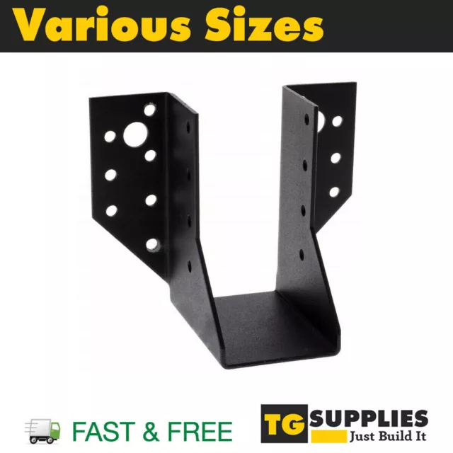 Decorative BLACK JOIST HANGER Heavy Duty EXTERNAL Face Fix Hangers Timber 2mm