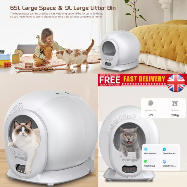 Large Automatic Smart Cat Litter Box Self-Cleaning Odor Removal WiFi APP Control
