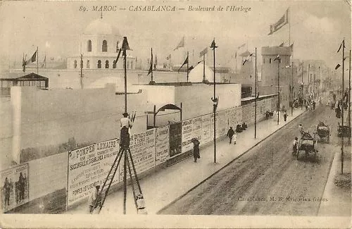Cpa Maroc Casablanca Boulevard De L'horloge