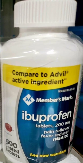 MEMBER'S MARK IBUPROFEN 200mg Pain/Fever Advil Relief BIG 600 coat tabs ...