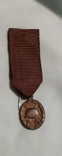 Post WW2 Wwii 1957 German Mini Wound Badge Medal Ribbon