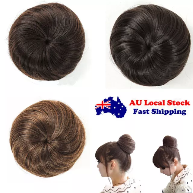 Thick REAL HUMAN HAIR Messy Bun Piece Cover Scrunchie Updo Wrap Extensions