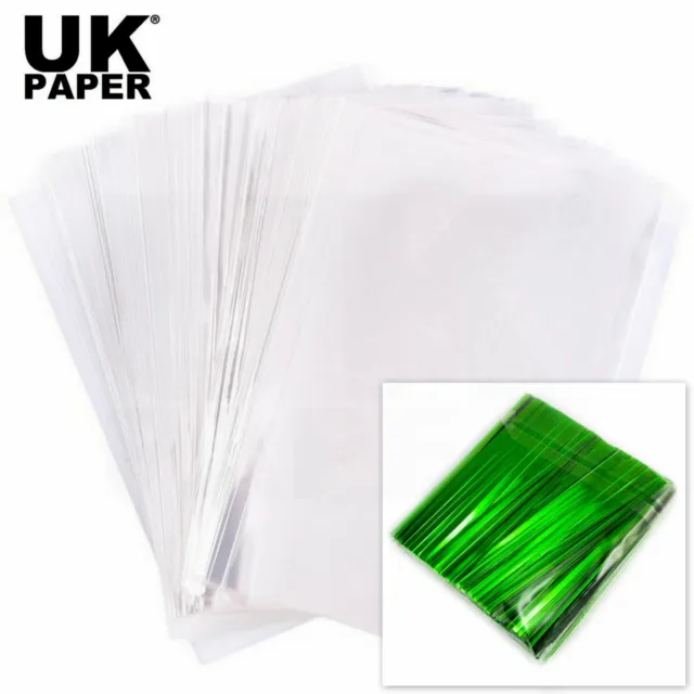 Clear Cellophane Sweet Gift Hamper Food Wrap Bags Large Small Cello + Twist Ties 3