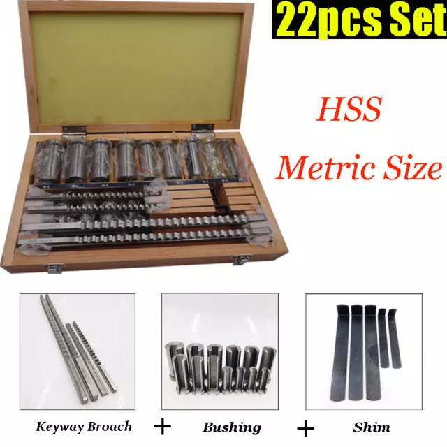 30pc 22pc 18pc 6pc Keyway Broach Kit Broaching Cutter HSS CNC Metalworking Tool