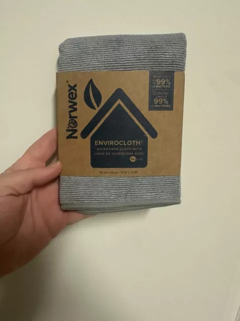 Norwex Envirocloth Gray with Gray Trim Microfiber with BacLock NEW