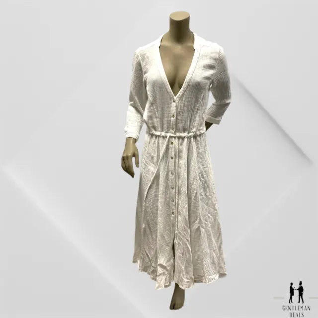 HONORINE GEORGIA GAUZE Maxi Dress White Button Down With Pockets Size S ...