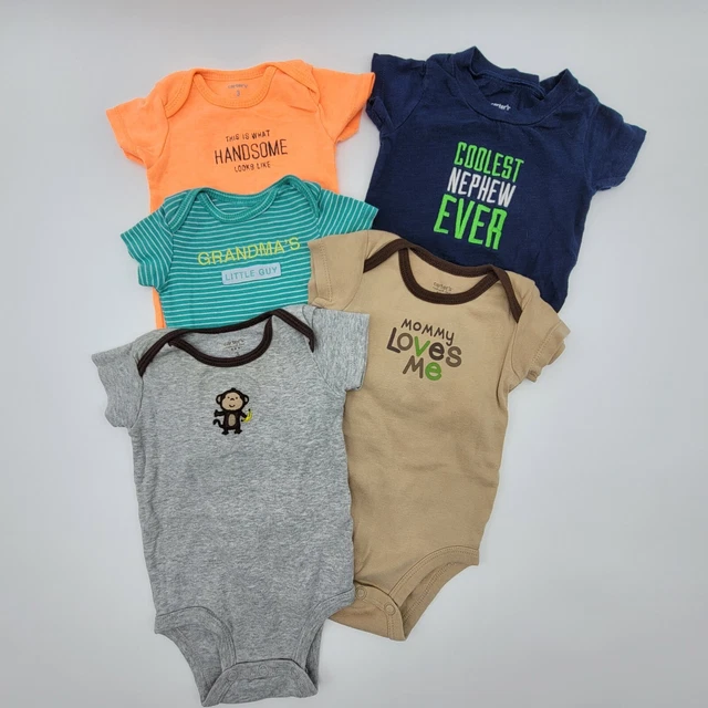 Carters Short Sleeve Bodysuits Infant Boys Size 3 Months Lot of 5