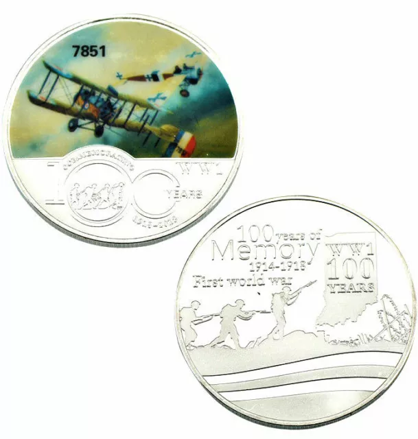 ★ Grosse Medaille Pl. Argent : Avion De La Premiere Guerre Mondiale Ww1 : 7851 ★
