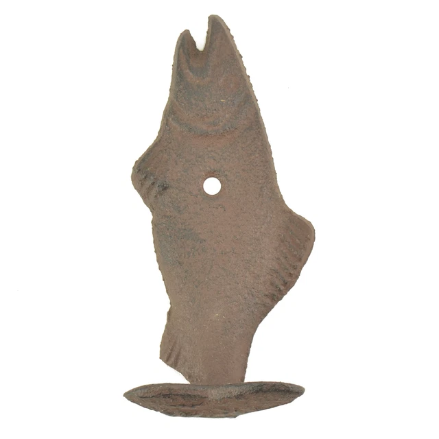 Cast Iron Wall Hook Rust Fish Design 4.5" Tall Beach Lake House Fishing Decor