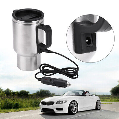 Car Electric Water Heater Mug/Stainless Steel Travel Heated Coffee Kettle Cup US