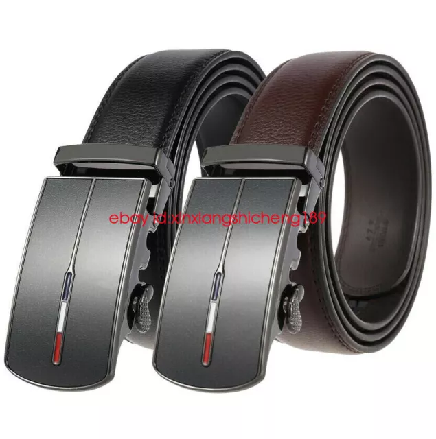 New Men's belt Leather Belts Automatic buckle Ratchet Belt Strap Suit Jeans Belt