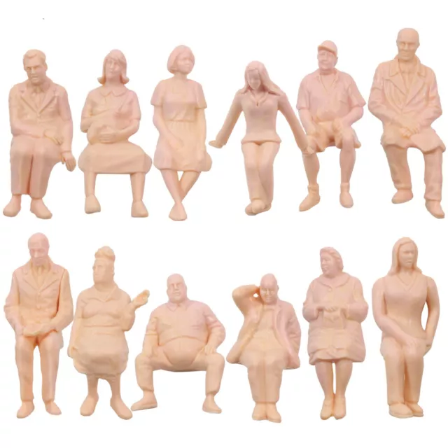 12 Stk. Verschieden Sitzende Unbemalte Figuren Spur G 1:22.5-1:25 Bonsai Dekor
